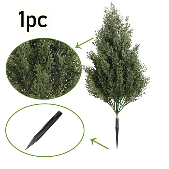 KOYPTL Artificial Trees Christmas Garden Decoration Outdoor, Fake Evergreen Realistic Norfolk Pine Decor for Porch, Pathway, Garden, Outdoor Indoor UV Resistant, Yard Art Decor, Army Green