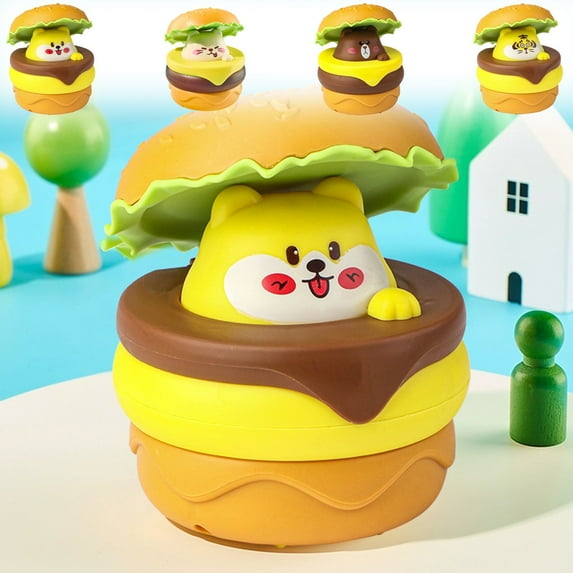 KOYPTL Baby Press and Go Cars for Toddlers 0-8 6-12 Months, Peekaboo Burger Inertia Pull Back Vehicle Gift for Preschoolers Early Learning Soothing Toy Boys Girls Christmas Stocking Stuffers Birthday