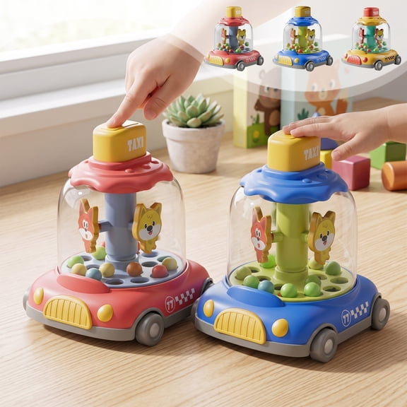 KOYPTL Baby Press to Go Toy Cars for Toddlers 1-3, Early Education Mini Push Pull Engineering Car with 360° Rotating, Birthday Christmas Gifts for 1 Year Old Boy Girl