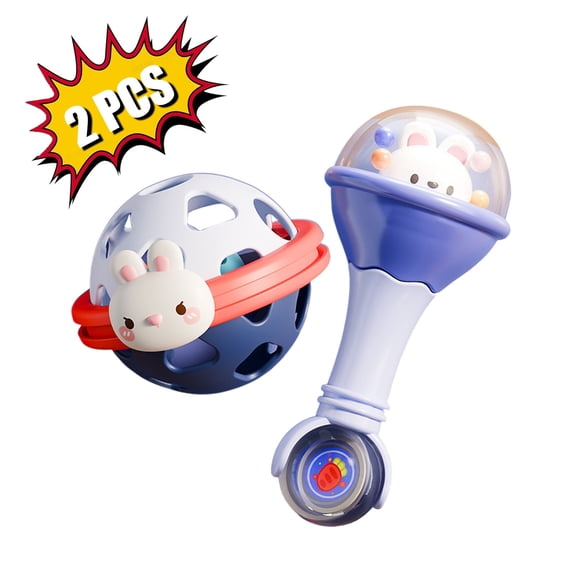 KOYPTL Baby Rattles Balls & Hand Sticks Toys for Toddlers 0-4 Months,Sensory Early Learning Toy for Infants 6-12 Months,Soft Interative Shaking Teethers for Christmas Birthday Boys Girls Presents