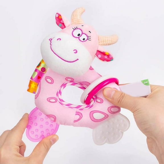 KOYPTL Baby Soft Rattles Shaker for Babies 0-6-12-18-24 Months,Cute Stuffed Animal Doll with SoundSensory and Early Education Toy Holiday Birthday Xmas Gifts for Kids Boys Girls 1 2 3+