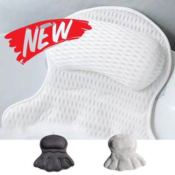 KOYPTL Bath Pillows for Tub, Inflatable Bath Pillow with Suction Cups, Terry Cloth Covered Shell Shape Bathtub Spa Pillow Comfortable Soft Cushion, Neck Support for Home Spa, Black
