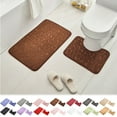 thumbnail image 1 of KOYPTL Bathroom Mat Rug Set of 2,Memory Foam Bath Mats Cobblestone Embossing Ultra Soft Absorbent Non-Slip and Quick Dry Bath Carpet Include U-Shaped Toilet Mats+Bath Rugs, 1 of 3