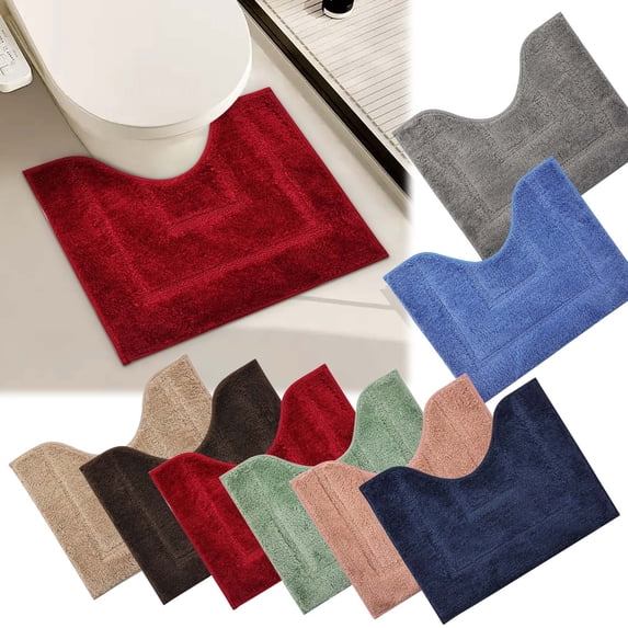KOYPTL Bathroom Toilet Rugs U Shaped Bath Mats Non Slip Washable Absorbent Microfiber Toilet Mat Soft Plush Shaggy Bath Carpet 16*20 Inch Coffee