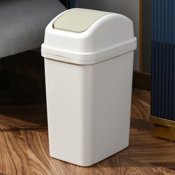 KOYPTL Bathroom Trash Can with Lid Square Trash Can Plastic Waste Bin for Office Bathroom and Small Spaces – Odor-Control Two-Way Swing Lid – Compact and Durable Gray