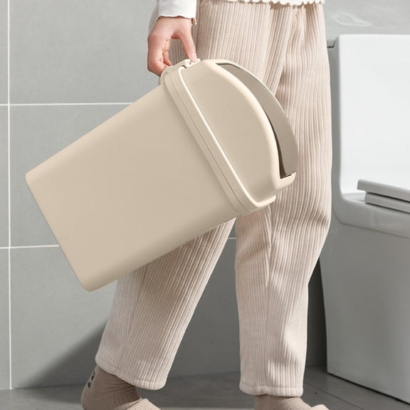 KOYPTL Bathroom Trash Can with Lid Square Trash Can Plastic Waste Bin for Office Bathroom and Small Spaces – Odor-Control Two-Way Swing Lid – Compact and Durable Khaki