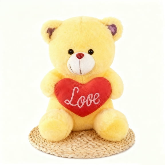 KOYPTL Bear Plush Stuffed Animals Toys with "I Love You",Cute Baby Sleeping Toys Christmas Gifts for Toddlers Kids Boys Girls 3+,Valentine Mother's Day Birthday Gifts (Heart and Ears Color is Random)