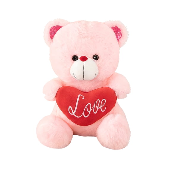 KOYPTL Bear Plush Stuffed Animals Toys with "I Love You",Cute Baby Sleeping Toys Christmas Gifts for Toddlers Kids Boys Girls 3+,Valentine Mother's Day Birthday Gifts (Heart and Ears Color is Random)