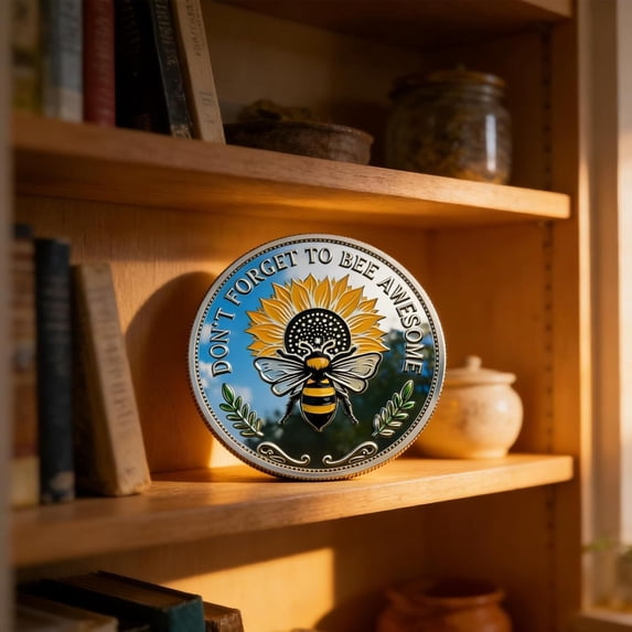 KOYPTL Bee Kind Positivity Commemorative Coin,Double‑Sided Inspirational Bee Challenge Coin Motivational Collectible Token Meaningfull Keepsake Gift for Friends & Family