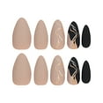 thumbnail image 1 of FSTDelivery Black Glossy Press on Nails Set for Women Girls,Marble Shading Long Almond Fake Nails Acrylic Shine Texture Nails for Office Daily Wedding,Full Nail Wrap Gift for Valentine Holiday 24pcs, 1 of 7