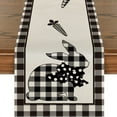 thumbnail image 1 of KOYPTL Buffalo Plaid Check Easter Table Runner, 13x108 inch Long Cute Rabbit Carrot Pattern Table Runner, Holiday Farmhouse Fireplace Kitchen Dinning Room Home Party Decoration, 1 of 7