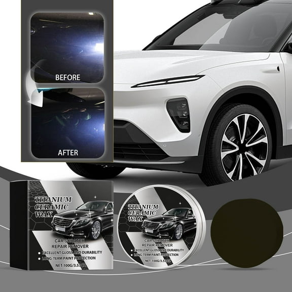 KOYPTL Car Scratch Remover Paste with Sponge for Windshield Dashboard Mirror Glasses Len,Scratch & Swirl Restoration Coating Polish,Household Paint Scratch Repair Wax for Headlight Lasting Protection