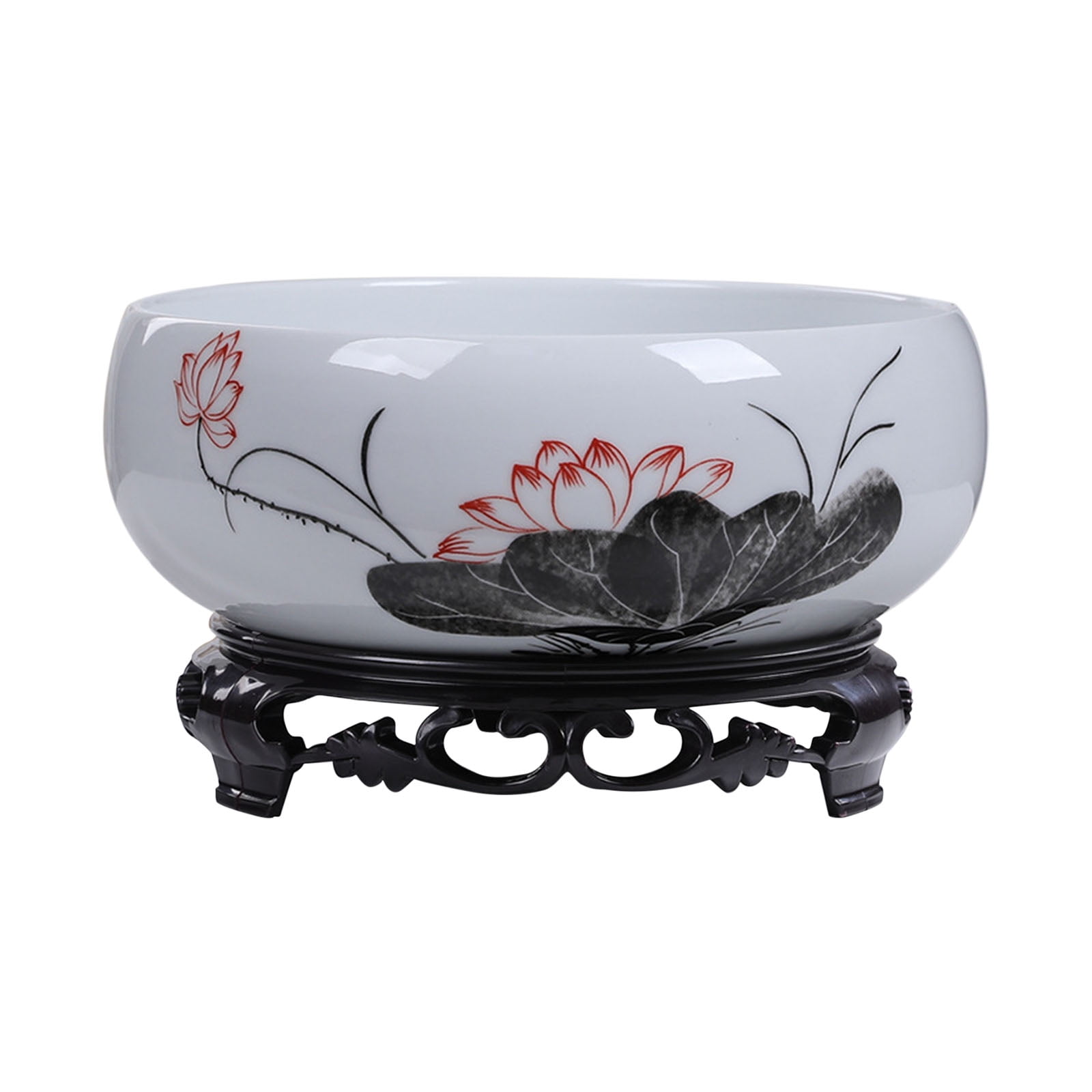 KOYPTL Ceramic Bowl Planter 4.3x6.7In Round for Water Lily Lotus Bonsai ...