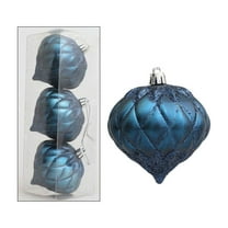 KOYPTL Christmas Ball Ornaments Set With Strings,3pcs Shatterproof Plastic Christmas Decorations Year Hanging Ornament Set Painted Onion Balls For Xmas Tree Holiday Wedding Party(3 Inch Blue)