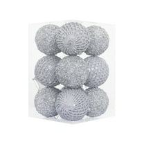 KOYPTL Christmas Balls Ornaments,12 Pcs Foam Shatterproof Balls Made Of High Material,Glitter Christmas Tree Bulbs For Xmas Tree Holiday Wedding Party Decorations With Hanging Strings(8cm Silve)