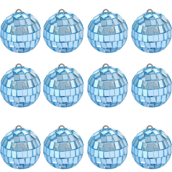 KOYPTL Christmas Balls Ornaments,12 pcs Foam Shatterproof Balls,Disco Mirror Glitter Christmas Tree Bulbs For Xmas Tree Holiday Wedding Party Decorations (1.18 Inch Blue)