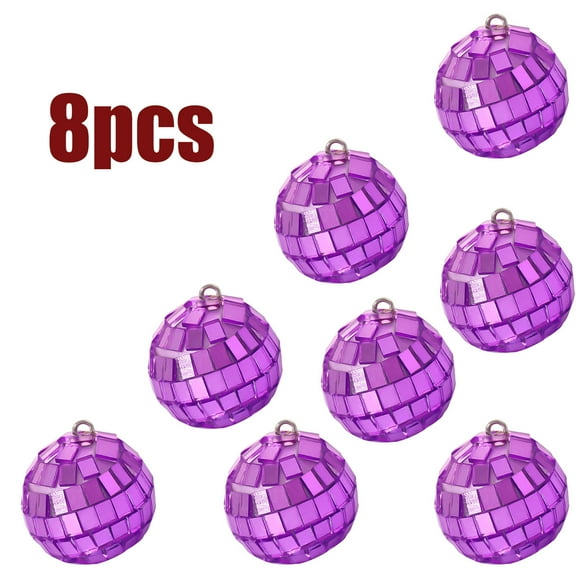 KOYPTL Christmas Balls Ornaments,8 pcs Foam Shatterproof Balls,Disco Mirror Glitter Christmas Tree Bulbs For Xmas Tree Holiday Wedding Party Decorations (4cm Purple)