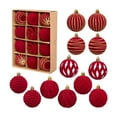 thumbnail image 1 of KOYPTL Christmas Balls Ornaments Set,12 pcs Elegant Velvet Shatterproof Balls Made Of High Quality,Flocked Christmas Tree Balls For Xmas Tree Holiday Wedding Party Decorations (6cm Red), 1 of 6