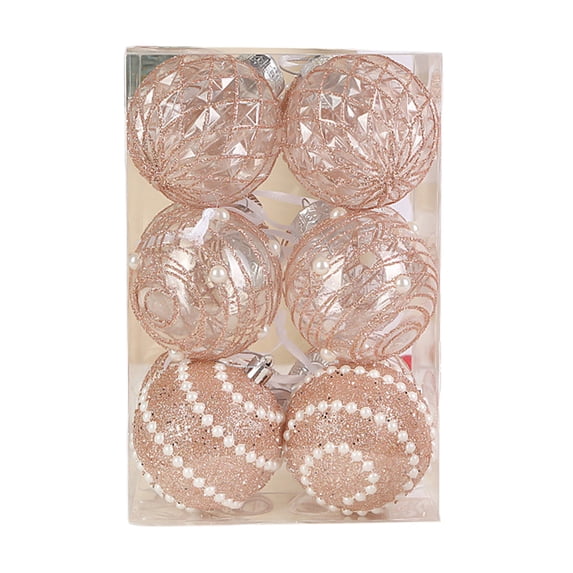 KOYPTL Christmas Balls Ornaments Set,12 pcs Shatterproof Balls,Clear Plastic Glitter Christmas Tree Bulbs For Xmas Tree Holiday Wedding Party Decorations (2.76 Inch Rose Gold)