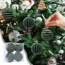 KOYPTL Christmas Balls Ornaments Set,4 Pcs Elegant Velvet Shatterproof Balls Made Of High Quality,Flocked Glitter Christmas Tree Balls For Xmas Tree Holiday Wedding Party Decorations(6cm Green)