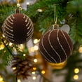 thumbnail image 1 of KOYPTL Christmas Balls Ornaments Set,4 Pcs Velvet Shatterproof Balls Made Of High Quality,Flocked Glitter Christmas Tree Balls For Xmas Tree Holiday Wedding Party Decorations(6CM Brown), 1 of 6