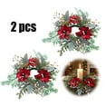 thumbnail image 1 of KOYPTL Christmas Candle Rings Wreaths for Thanksgiving Wedding,Artificial Red Pines Cones Pines Branches Mini Garland for Cabinet Table Centerpieces Candle Holder Pillars Window Chair Wall Decoration, 1 of 7
