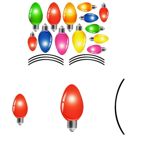 KOYPTL Christmas Car Refrigerator Decorations,Reflective Colorfull Bulb Light Shaped Automatic Stickers Wires Ornaments Set Xmas Holiday Thanksgiving Cruise Ship Garage Door Decoration