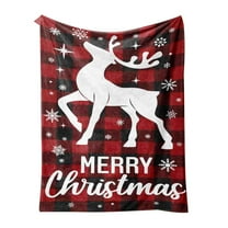 KOYPTL Christmas Checkered Throw Blanket,Coral Fleece Reindeer Blankets,Soft Flannel Cover Rug for Couch Bed Chair Lounging Gift Giving Decor,Holiday Winter Office Home Camping Ornament-Kids Adults