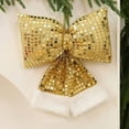 thumbnail image 1 of KOYPTL Christmas Decorations 11*12 Inch Large Fabric Sequined Christmas Bow for Christmas Tree Glitter Golden Christmas Hanging Ornament Home Decor for Wreath Garland Gift Wrapping Wedding Party, 1 of 4