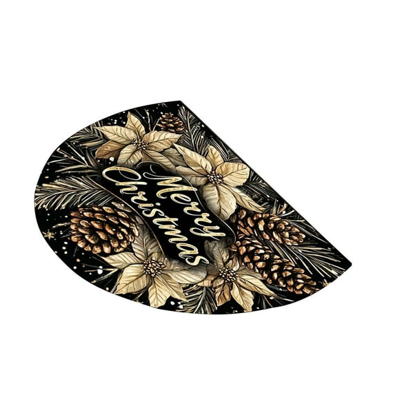KOYPTL Christmas Decorations Bath Mat Half Round Doormat for Home 20*24 Inch Semi Circle Rug No Slip Washable Durable Absorbent,Front Floor Xmas Rug for Outdoor Indoor Kitchen Bathroom Home Decor