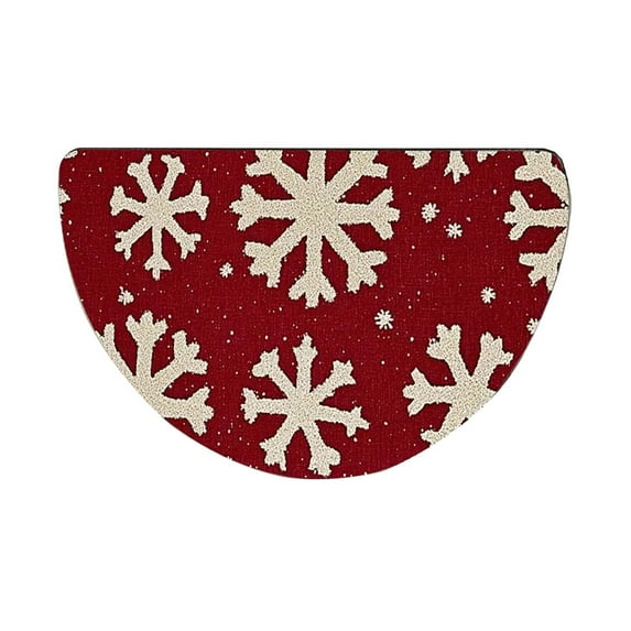 KOYPTL Christmas Decorations Bath Mat Half Round Doormat for Home 20*24 Inch Semi Circle Rug No Slip Washable Durable Absorbent,Front Floor Xmas Rug for Outdoor Indoor Kitchen Bathroom Home Decor