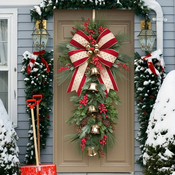 KOYPTL Christmas Door Cover,Hanging Banner Backdrop Photography Background Decoration Holiday Door Hanging Cover for Winter New Year Indoor Outdoor Christmas Decoration 71x35 Inch