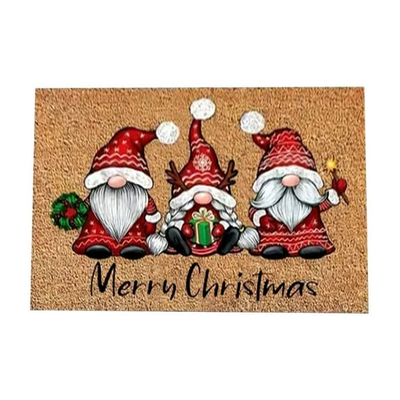 KOYPTL Christmas Doormat,40*60cm Soft Merry Christmas Snowman Gnome Bathroom Rug with Non Slip Backing Washable Durable Absorbent,Front Door Mat for Indoor Outdoor Bedroom Porch Home Decor