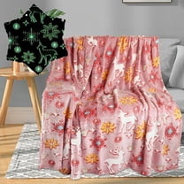 KOYPTL Christmas Flannel Throw Blanket,Soft Luminous Blankets for Couch Bed Chair Lounging Travel Sofa Holiday Winter & Home Decoration,Cozy Warm Xmas Reindeer Rug Gifts for Kids Women Girls Birthday