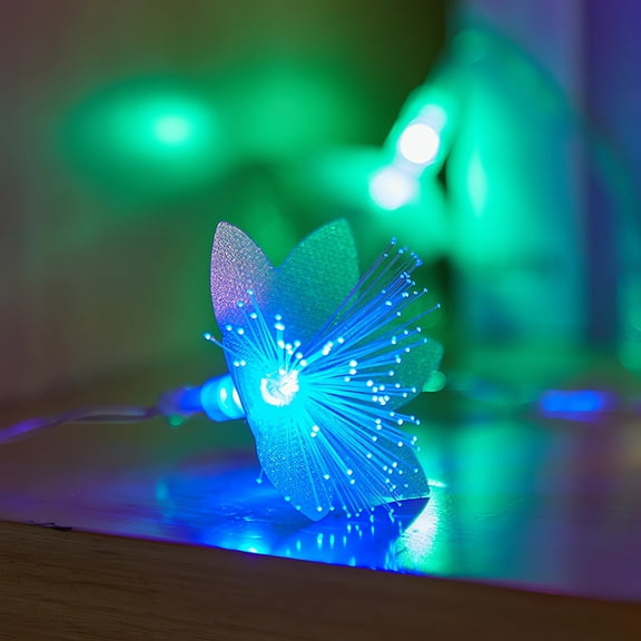 KOYPTL Christmas Flower String Light,69 Inch 10 Led Waterproof Battery Powered Fiber Optic Flower Fairy Light for Christmas Tree Holiday Wedding Party Indoor Home Decor Christmas Decorations Indoor