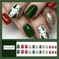 thumbnail image 1 of Christmas Green Red Press on Nails,Medium Square Fake Nails with Xmas Tree,Acrylic Glitter Glue on Nails Glossy Reusable Winter Xmas False Nails for Women Girls Holiday Manicure Daily 24pcs, 1 of 7