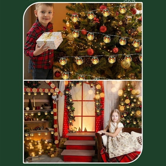 KOYPTL Christmas Luminous Bell Lights String with 10 LED,Battery Operated Warm Lights for Christmas Tree Window Hanging Fireplace Bedroom Birthday Party Home Indoor Backyard Decorations(6.56 ft)