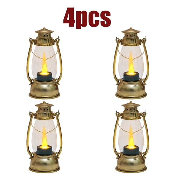 KOYPTL Christmas Mini Lanterns 4 Pcs LED Battery Operated Small Lanterns Indoor Red Lanterns Decorative Outdoor Hanging Candle Lantern Ornament Farmhouse Decor for Weddings Party Halloween Xmas Decor