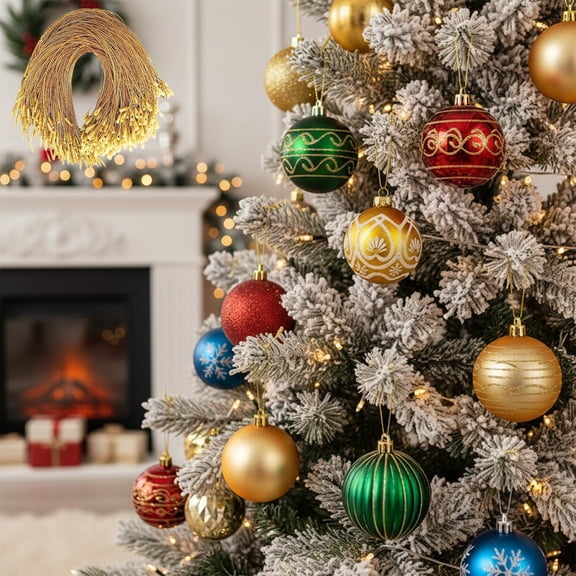 KOYPTL Christmas Ornament Hooks,1000 Pcs LED String Light Hanging Cable Holiday Decor Gift Tag Hanger with Snap Lock for Christmas Valentine's Xmas Tree Balls Party Holiday Decoration-Gold