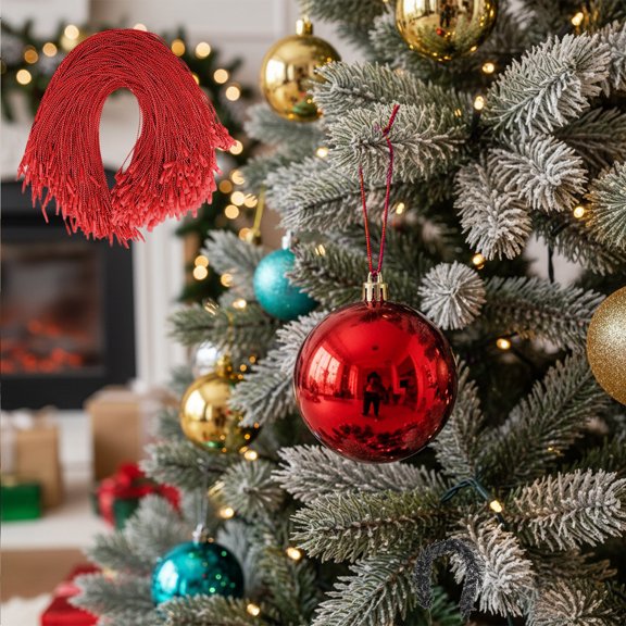 KOYPTL Christmas Ornament Hooks,1000 Pcs LED String Light Hanging Cable Holiday Decor Gift Tag Hanger with Snap Lock for Christmas Valentine's Xmas Tree Balls Party Holiday Decoration-Red