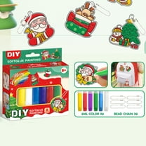 KOYPTL Christmas Paint Arts and Crafts Set with 6 Pendants,Reusable Pigment for Toddlers Kids 3 4 5 6 Years Old,Suitable for Christmas Holiday Birthday Gift Xmas Tree Ornaments