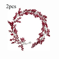 KOYPTL Christmas Red Berry Garland Set of 2,6Ft Artificial Red and Burgundy Berry Christmas Garland for Mantle Indoor Outdoor Fireplace Christmas Decoration for Winter Holiday New Year Home Decor