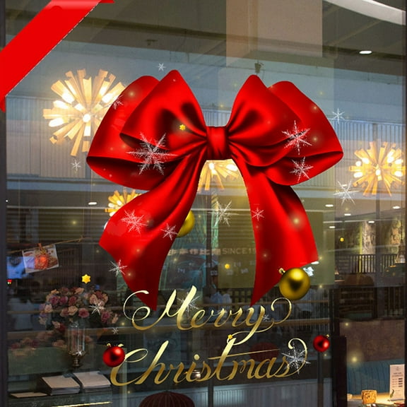 KOYPTL Christmas Red Bowknots Clings,Waterproof Stickers for Window Toilet Water Glass Door Account Skateboard Luggage Decor for Home Bedroom,Gift for Christmas Stocking Stuffers Birthday Holiday