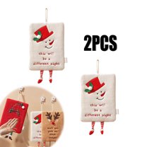 KOYPTL Christmas Square Hand Towel for Drying,Soft Flock Abosrbent Hanging Towels for Kitchen Bathroom,Christmas Decorations Gift for Christmas Stocking Stuffers Winter Birthday Ornaments-2 pcs