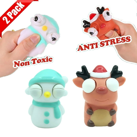 KOYPTL Christmas Squeezes Out Eyes Toys for Toddlers 2 3 4 5 6 Years Old,Snowman & Reindeer Decompression Toys Funny Gift for Boys Girls Christmas Stocking Stuffers Party Favors Supplies