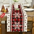 thumbnail image 1 of KOYPTL Christmas Table Runner White and Black Buffalo Check Plaid Snowflakes Christmas Runner 72 Inches Long Waterproofs Durable,Christmas Decorations for Xmas Holiday Kitchen Dining Party Home Decor, 1 of 7