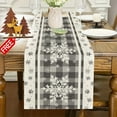 thumbnail image 1 of KOYPTL Christmas Table Runner White and Black Buffalo Check Plaid Snowflakes Christmas Runner 72 Inches Long Waterproofs Durable,Christmas Decorations for Xmas Holiday Kitchen Dining Party Home Decor, 1 of 7