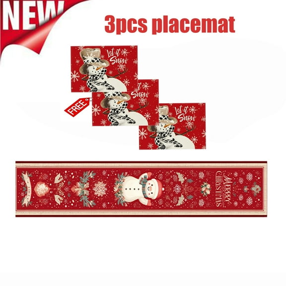 KOYPTL Christmas Table Runner Winter Snowman Snowflake Red Table Runners 72 Inches Long Table Cover-Waterproofs-Durable,Xmas Table Flag Decoration for Holiday Kitchen Dining Indoor Outdoor Home Decor