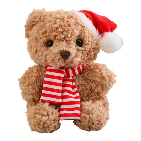 KOYPTL Christmas Teddy Bear Stuffed Animals Toy for Kids 2 3 4+,9 Inch Bear Plush Toy with Santa Hat and Scarf Valentine's Day Birthday Christmas Gifts for Adults Girlfriend Boys and Girls 3 4 5 6 7+