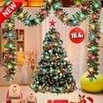 thumbnail image 1 of KOYPTL Christmas Tinsel Garland with Colorful Lights,Red & Green Metallic Shinny Garland Decoration Ribbon Strip for Banner Decor Xmas Tree Stairs Door Mantel Window Hanging Ornament (16.4 ft), 1 of 8